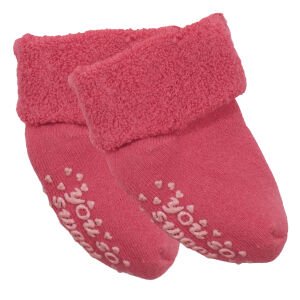 Unisex Fuşya Kıvrık Sweet Kaydırmaz Taban Havlu Çorap