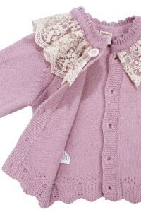 Kız Bebek Pembe Leopar Desenli Triko Hırkalı Fisto Yakalı 3'lü Lüks Takım