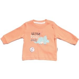 Erkek Bebek Ekru Turuncu Little Dinolu Baskılı 2'li Body Set