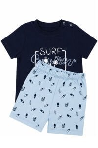 Erkek Bebek Laci Mavi Summer Yazılı Şortlu 2'li Takım