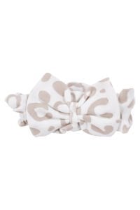 Kız Bebek Ekru Leopar Desenli Triko Hırkalı Fisto Yakalı 3'lü Lüks Takım