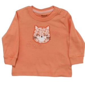 Kız Bebek Turuncu Kedi Baskılı Leopar Desenli 2'li Body Set
