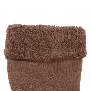 Unisex Açık Kahve Kıvrık Hello Kaydırmaz Taban Havlu Çorap