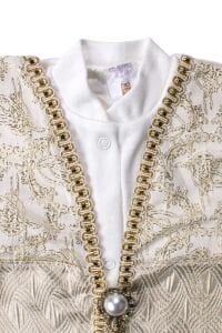 Tuğra Desenli Ekru Gold Şehzade Erkek Bebek Mevlüt Tulumu