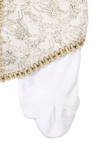 Tuğra Desenli Ekru Gold Şehzade Erkek Bebek Mevlüt Tulumu