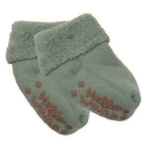 Unisex Su Yeşili Kıvrık Hello Kaydırmaz Taban Havlu Çorap