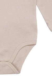 Unisex Yuvarlak Yaka Bej Düz Çıtçıtlı Body Zıbın