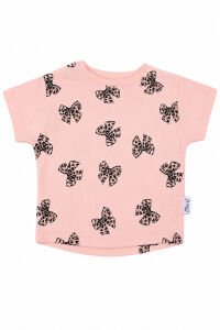 Kız Bebek Pembe Leoparlı Fiyonk Desenli Şortlu 2'li Takım
