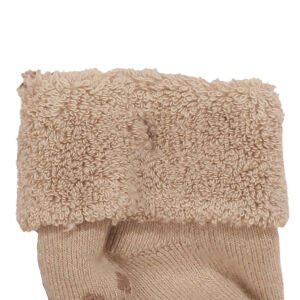 Unisex Sütlü Kahve Kıvrık Hello Kaydırmaz Taban Havlu Çorap