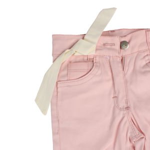 Kız Çocuk Ekru Pembe Bebe Yakalı Çiçek Nakışlı 2'li Takım