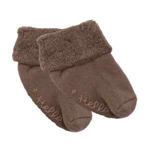 Unisex Koyu Kahve Kıvrık Hello Kaydırmaz Taban Havlu Çorap