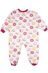 Kız Çoçuk Fuşya Biyeli Pembe Donut Desenli Uyku Tulumu