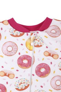 Kız Çoçuk Fuşya Biyeli Pembe Donut Desenli Uyku Tulumu