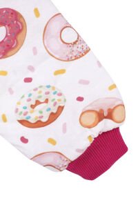 Kız Çoçuk Fuşya Biyeli Pembe Donut Desenli Uyku Tulumu