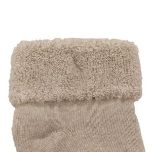 Unisex Bej Kıvrık Hello Kaydırmaz Taban Havlu Çorap