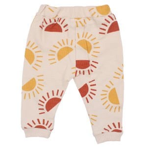 Erkek Bebek Ekru Waffle Kumaş Sarı Turuncu Güneş Desenli 2'li Takım