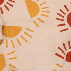 Erkek Bebek Ekru Waffle Kumaş Sarı Turuncu Güneş Desenli 2'li Takım