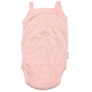 Kız Bebek Somon Kalp Desenli Jakarlı İp Askılı Zıbın Body