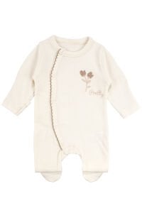 Kız Bebek Ekru Kahve Biyeli Bereli Tulum