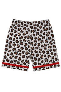 Kız Bebek Kahve Kırmızı Biyeli Leopar Desenli Şortlu Pijama Takım