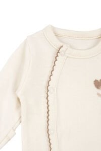 Kız Bebek Ekru Kahve Biyeli Bereli Tulum