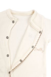 Kız Bebek Ekru Kahve Biyeli Bereli Tulum