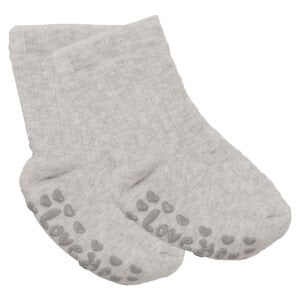 Unisex Gri Love Kaydırmaz Taban Polar Çorap